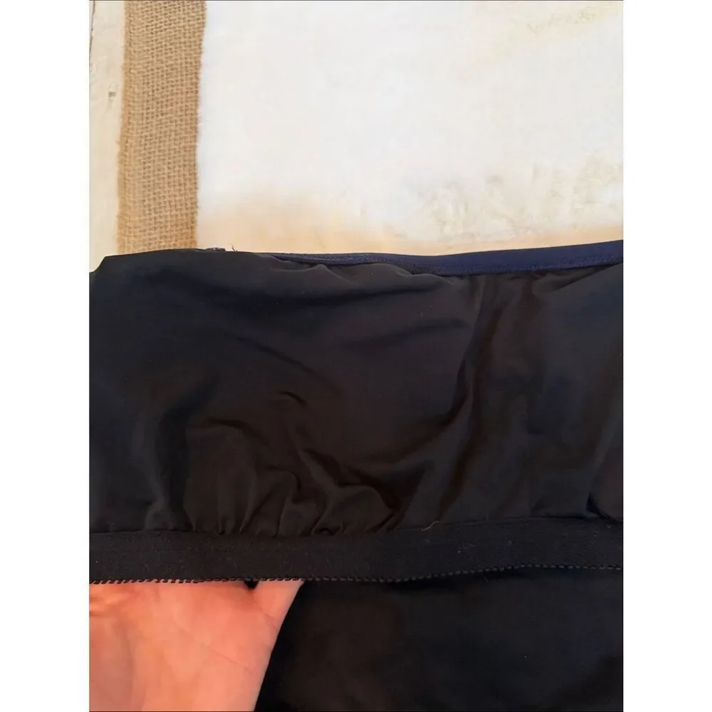 J. Crew Strapless Navy Blue One-Piece Swimsuit strapless bandeau with ruching